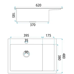 Évier Rea Fin Brush Nickel 62x48x18,5cm