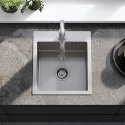 Évier Rea Leo 40 Brush Nickel 40x45x18,5cm