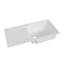 Évier RESIROC avec 1 bac + égouttoir 100cm - Blanc