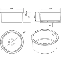 Évier rond céramique blanc Sanindusa VALET 1 bac 44.5 cm