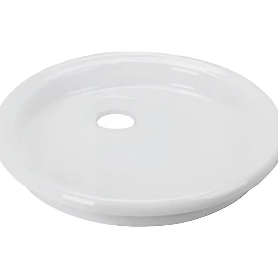 Évier rond extra-plat hauteur 70mm diamètre 43,5cm à encastrer par dessus en céramique traditionnelle SANINDUSA Plano blanc