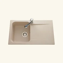 Évier résine beige moucheté Ewi ZIGGY 1 bac 1 égouttoir