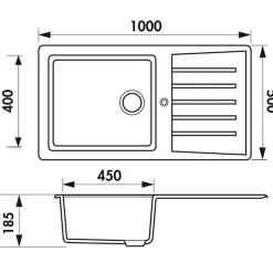 Évier résine blanc Ewi EMERAUDE 1 grand bac 1 égouttoir