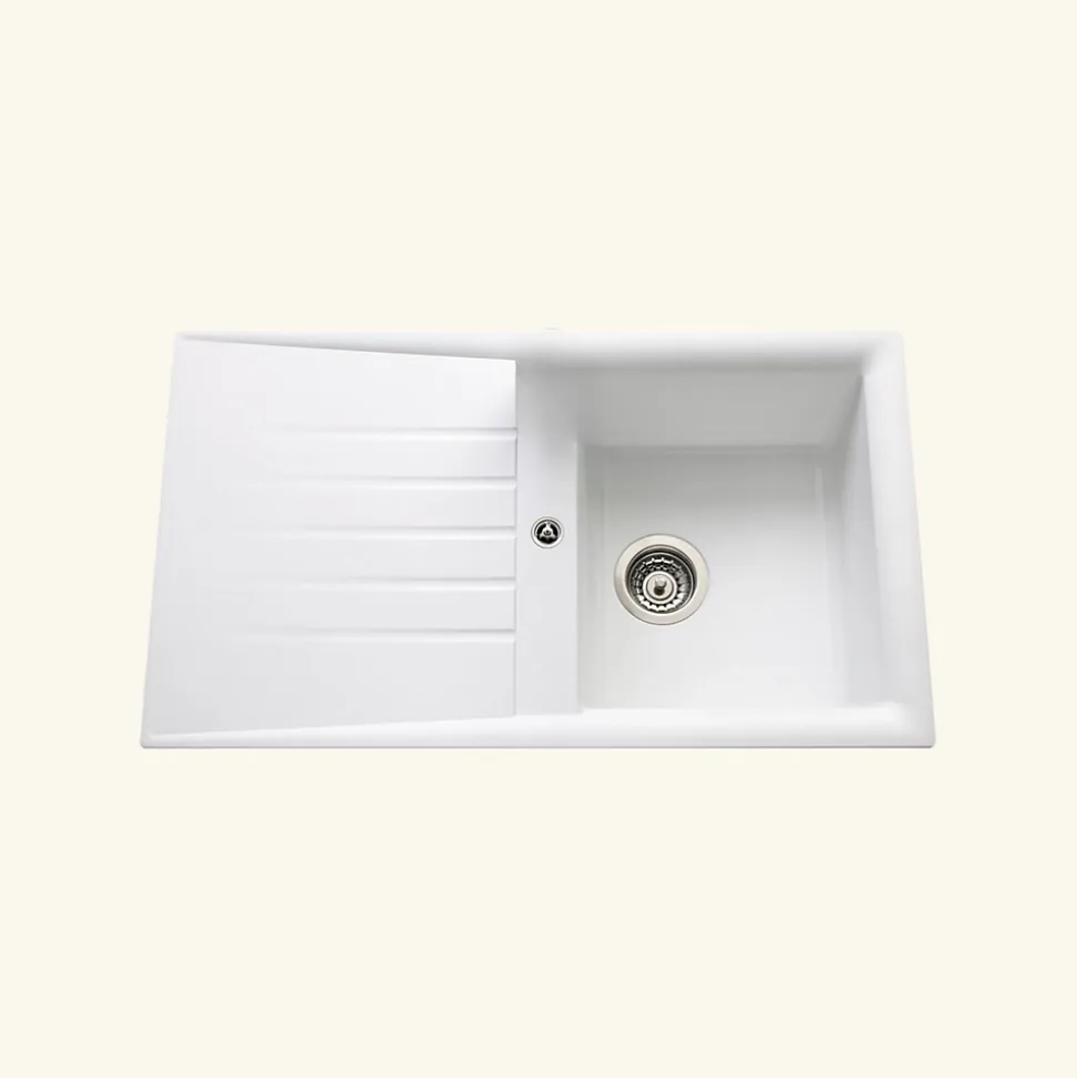 Évier résine blanc Ewi EMERAUDE 1 bac 1 égouttoir