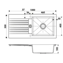 Évier résine blanc PLUTON 1 grand bac 1 égouttoir