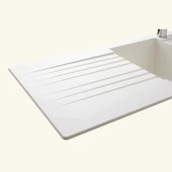 Évier résine blanc PLUTON 2 bacs 1 égouttoir