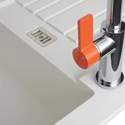 Évier résine blanc PLUTON 1 bac 1 égouttoir