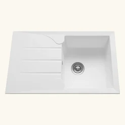 Évier résine blanc TUNIA 1 bac 1 égouttoir