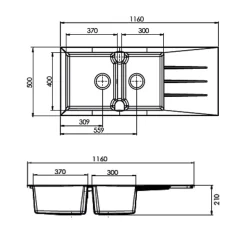Évier résine blanc TUNIA 2 bacs 1 égouttoir