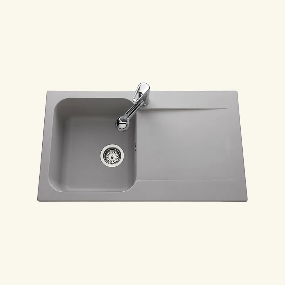 Évier résine gris clair Ewi ZIGGY 1 bac 1 égouttoir