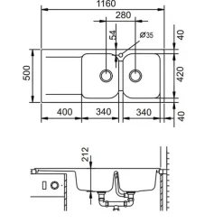 Évier résine gris clair Ewi ZIGGY 2 bacs 1 égouttoir
