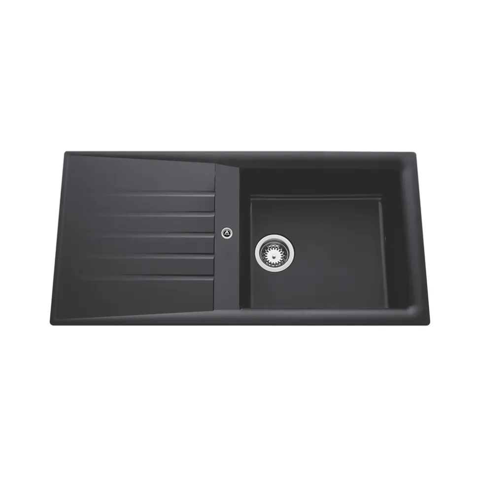 Évier résine noir Ewi EMERAUDE 1 grand bac 1 égouttoir