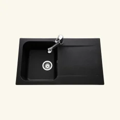 Évier résine noir moucheté Ewi ZIGGY 1 bac 1 égouttoir