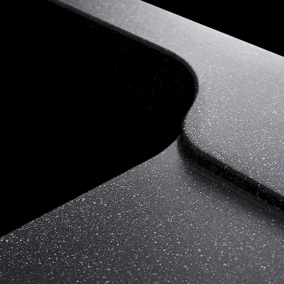 Évier résine noir moucheté Ewi ZIGGY 1 bac 1 égouttoir