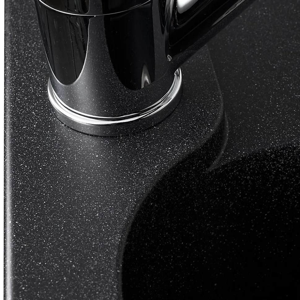 Évier résine noir moucheté Ewi ZIGGY 1 bac 1 égouttoir