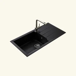 Évier résine noir moucheté TUNIA 1 grand bac 1 égouttoir