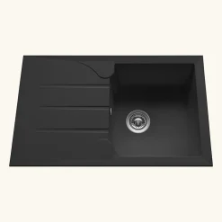Évier résine noir moucheté TUNIA 1 bac 1 égouttoir