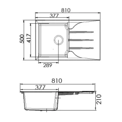 Évier résine noir moucheté TUNIA 1 bac 1 égouttoir