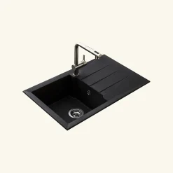 Évier résine noir moucheté TUNIA 1 bac 1 égouttoir