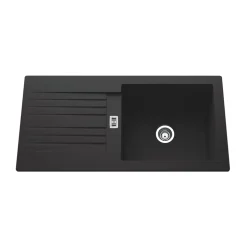 Évier résine noir PLUTON 1 grand bac 1 égouttoir