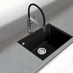 Évier sous-plan 1 Cuve 69x40x20cm R5mm - Quartz Noir Mat - Quadra BE FRÉCAN
