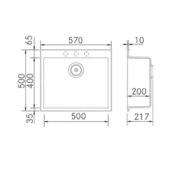 Évier sous-plan 1 Cuve 50x40x20cm R5mm - Quartz Blanc - Kera BE FRÉCAN
