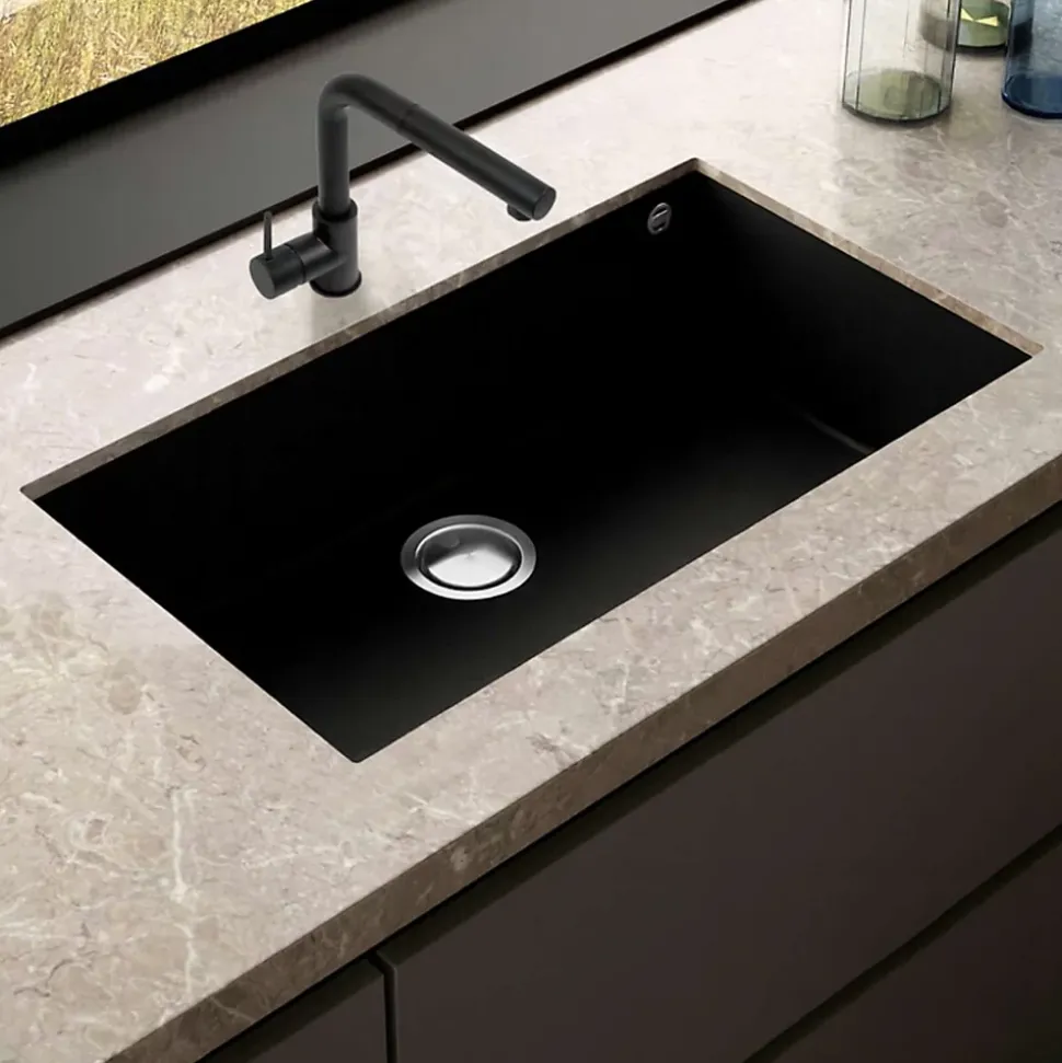 Évier sous-plan 1 Cuve 72x40x20cm R5mm - Quartz Noir Mat - Kera BE FRÉCAN