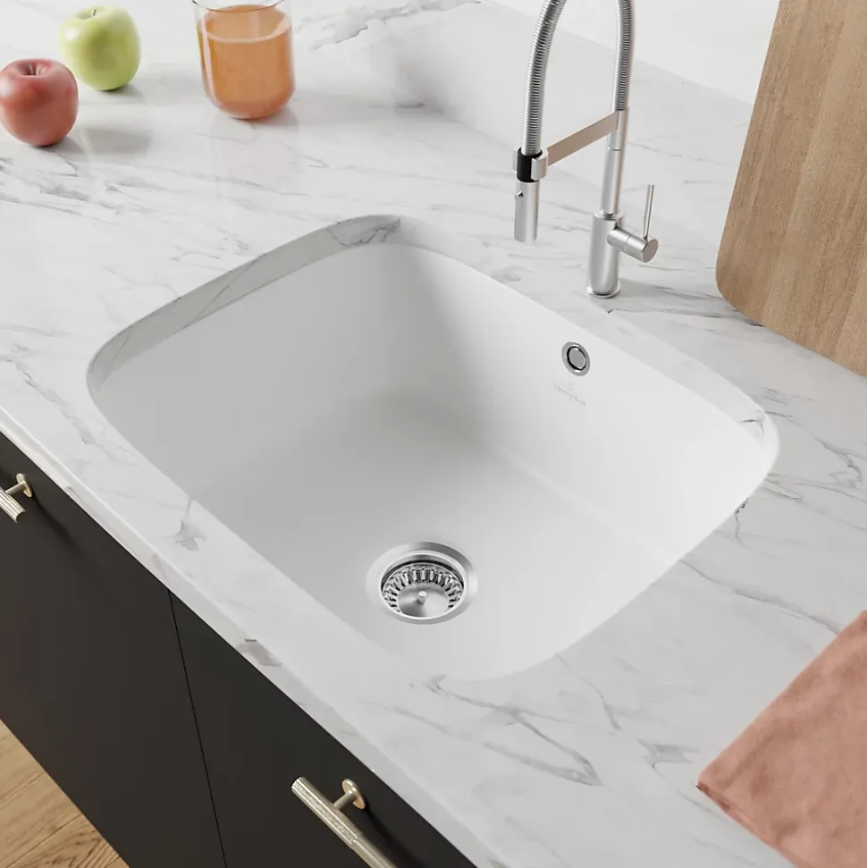 Évier sous-plan en céramique 1 cuve à encastrer Villeroy & Boch Cisterna blanc mat