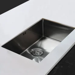 Évier sous-plan en inox finition gun métal 1 bac à encastrer Essebagno 76