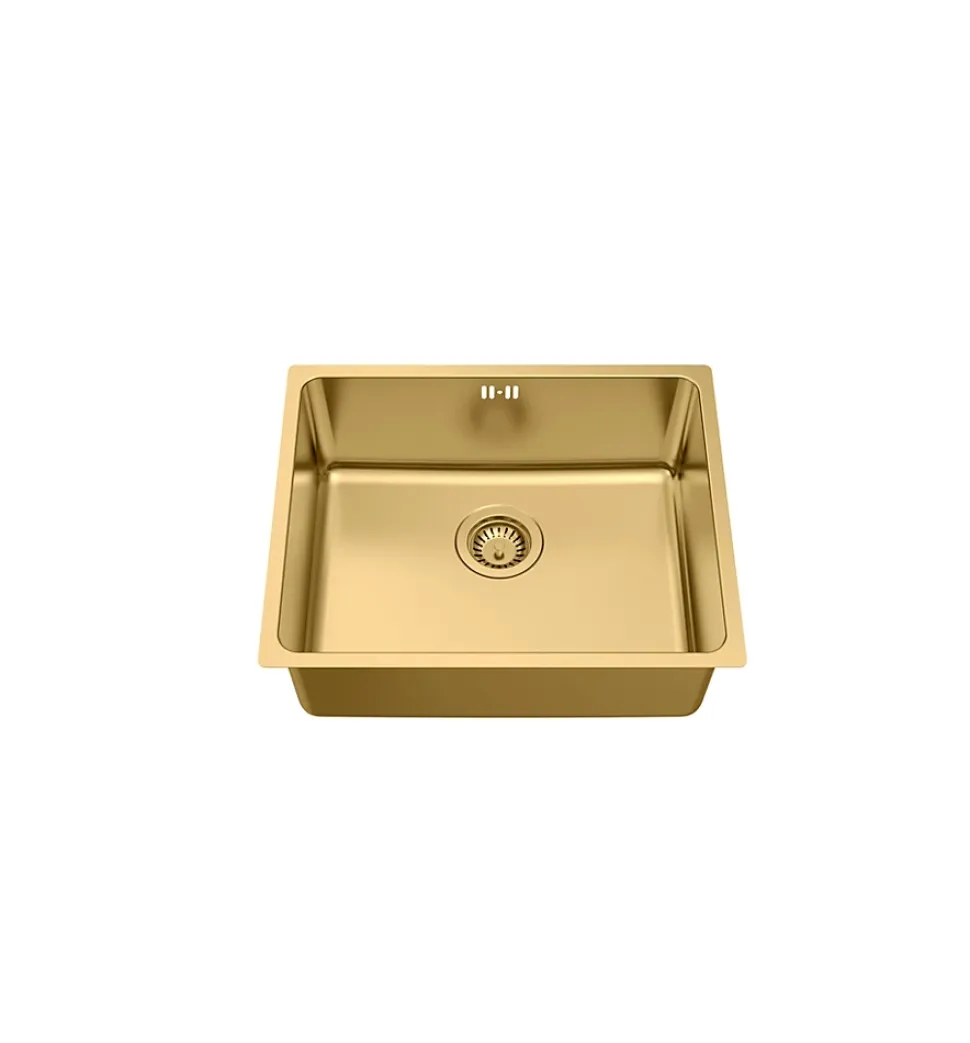 Évier sous-plan en inox finition or 1 bac à encastrer Essebagno Inoxa 54