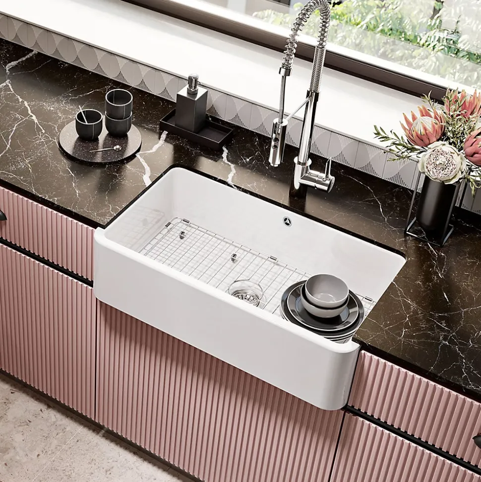 Évier timbre d'office céramique blanc Sanindusa FARMHOUSE 1 bac 795x460