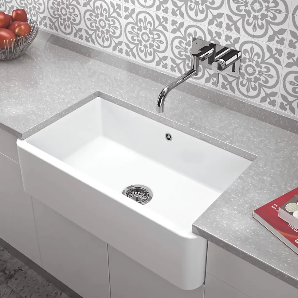 Évier timbre d'office céramique blanc Sanindusa FARMHOUSE 1 bac 795x460