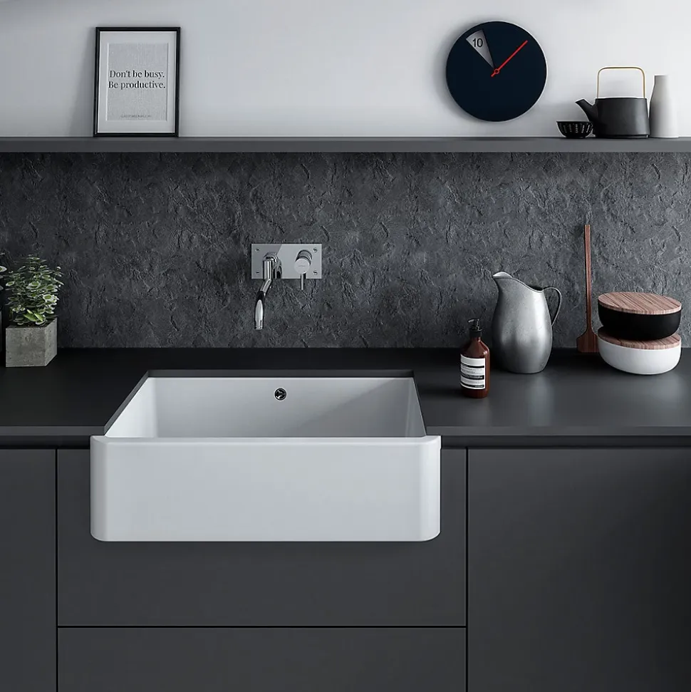 Évier timbre d'office céramique blanc Sanindusa FARMHOUSE 1 bac 795x460