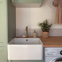 Évier timbre d'office céramique blanc Sanindusa FARMHOUSE XS 1 bac 590x458