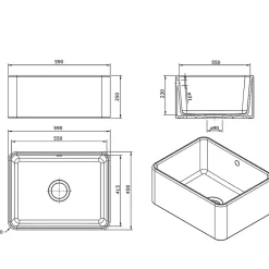 Évier timbre d'office céramique blanc Sanindusa FARMHOUSE XS 1 bac 590x458