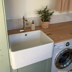 Évier timbre d'office céramique blanc Sanindusa FARMHOUSE XS 1 bac 590x458