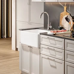 Évier timbre d'office céramique blanc Sanindusa FARMHOUSE XS 1 bac 590x458