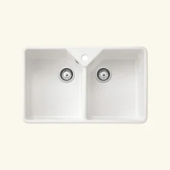 Évier timbre d'office céramique blanc Sanindusa FARMHOUSE 2 bacs 793x491
