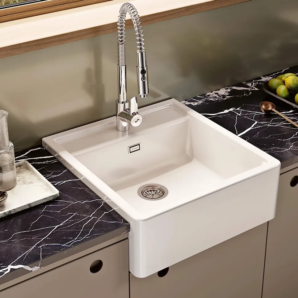 Évier timbre d'office céramique Sanindusa BUTLER blanc 595x630