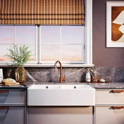 Évier timbre d'office céramique blanc Sanindusa FARMHOUSE 2 bacs 895x460