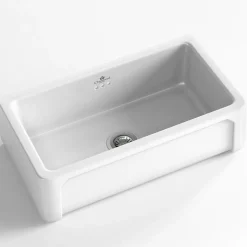 Évier timbre d'office céramique Chambord KATE 1 bac blanc 79x47 cm