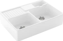 Évier timbre d'office de cuisine à poser 2 bacs Tradition Villeroy & Boch céramique blanc brillant