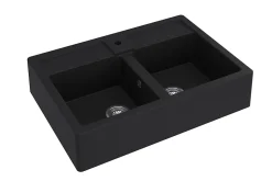 Évier timbre d'office de cuisine à poser 2 bacs Carea granit noir