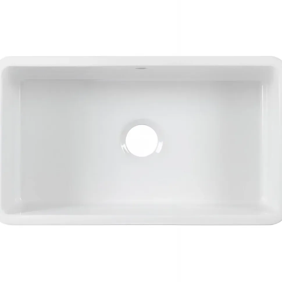 Évier timbre d'office grande taille 1 bac à poser ou à encastrer 80x46cm hauteur 22cm céramique SANINDUSA Farmhouse blanc