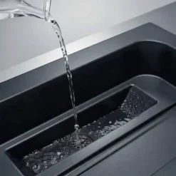 Évier timbre d'office granit Schock LARGO noir magma 1 bac 1 égouttoir