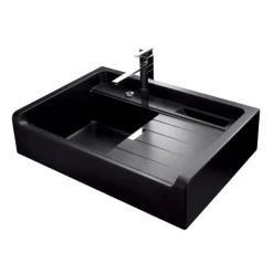 Évier timbre d'office granit Schock LARGO noir magma 1 bac 1 égouttoir