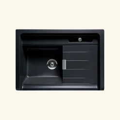 Évier timbre d'office granit Schock LARGO noir magma 1 bac 1 égouttoir