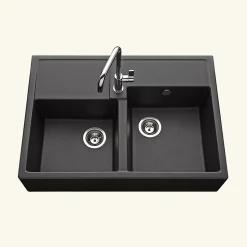 Évier timbre d'office granit noir Kümbad KIWI 2 bacs