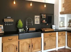 Évier timbre d'office granit noir Kümbad KIWI 2 bacs