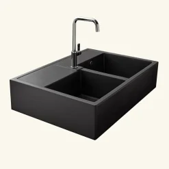 Évier timbre d'office granit noir Kümbad KIWI 2 bacs